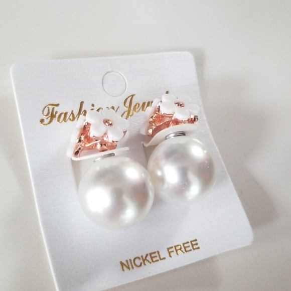 Double Side Ball Flower Stud Front Back - Picture 2 of 5